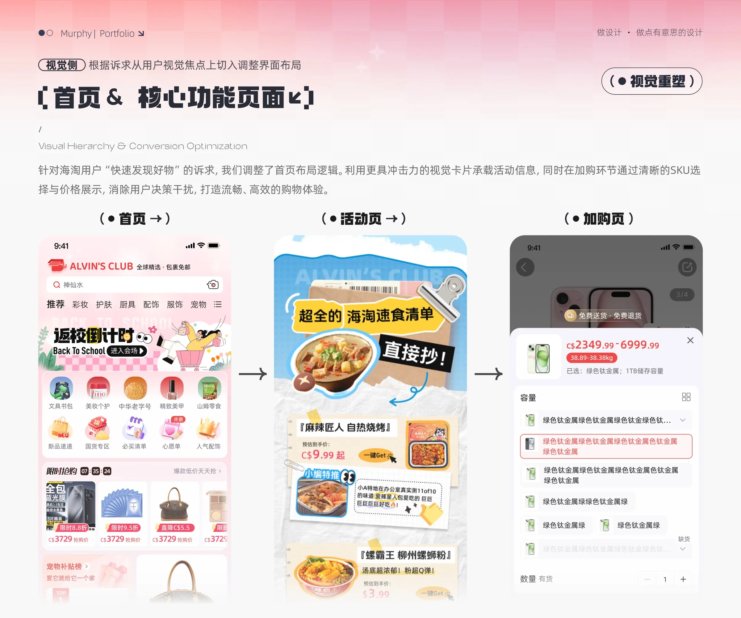 跨境海淘商城首页与核心功能页面